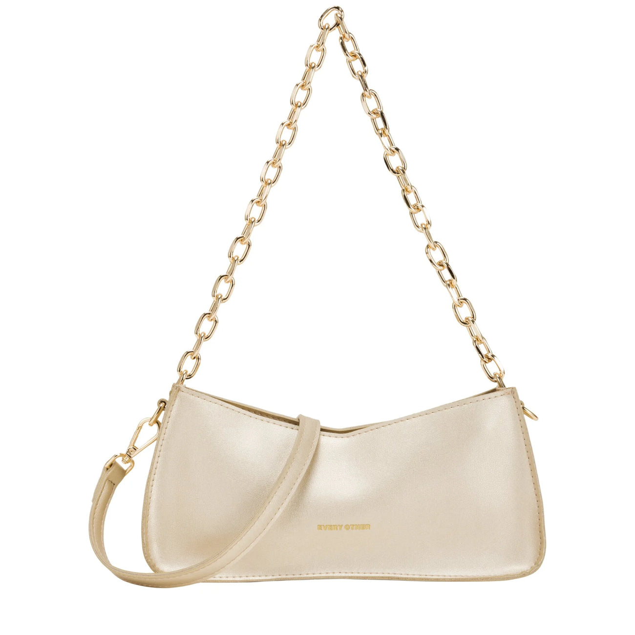 Baguette Bag with Chain Strap in Gold