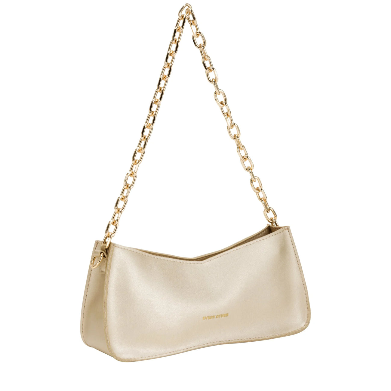 Baguette Bag with Chain Strap in Gold