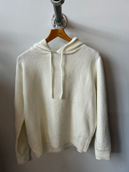 Poppy Knitted Hoodie with Heart Motif and Trim in Cream (ONE SIZE)