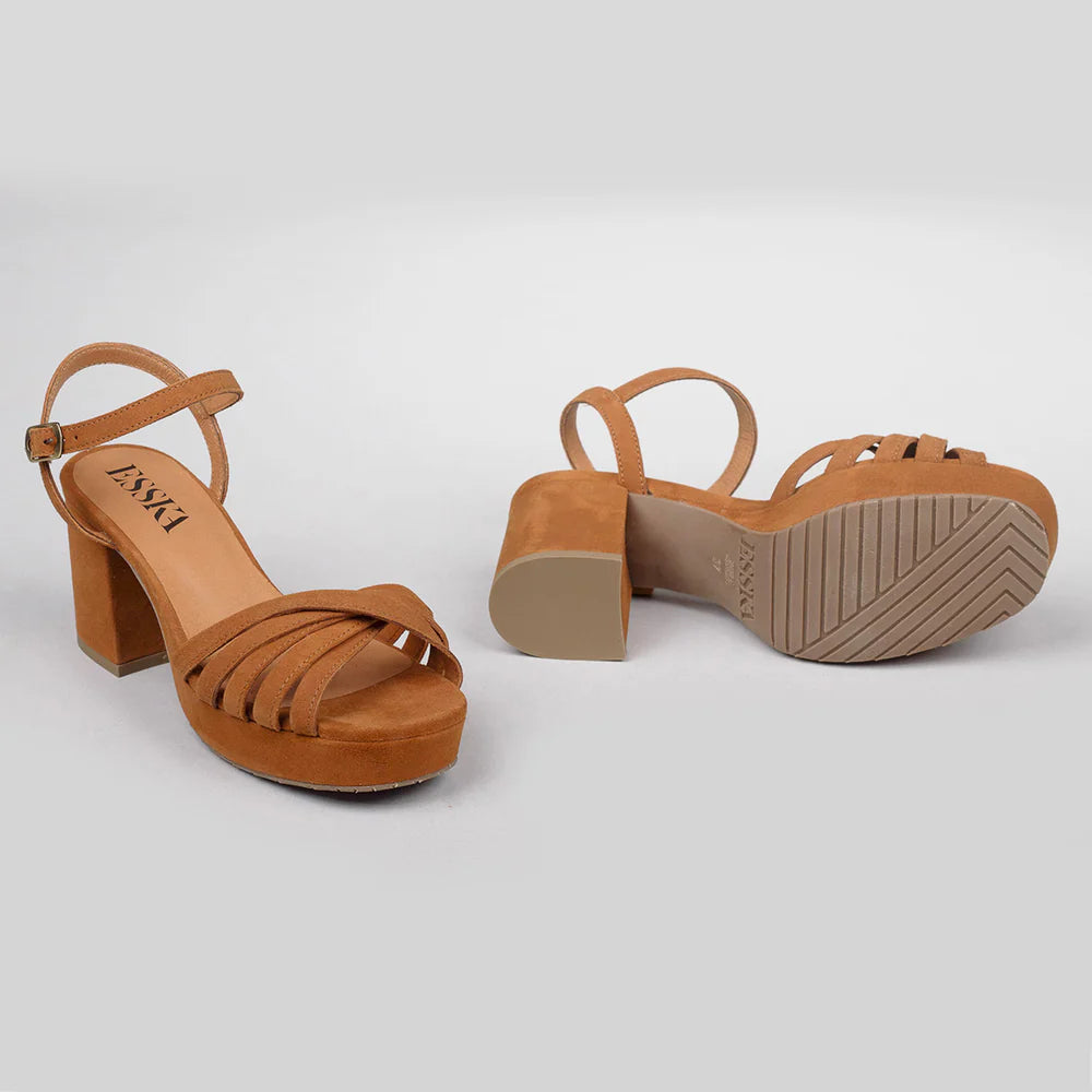Esska Casey Suede Sandal Shoe in Tan