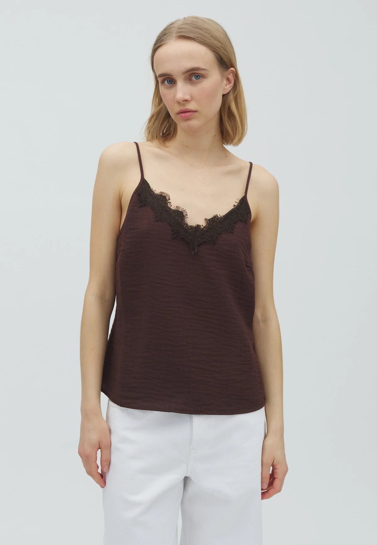 MbyM Strap Lace Top in  Top in Chocolate Brown