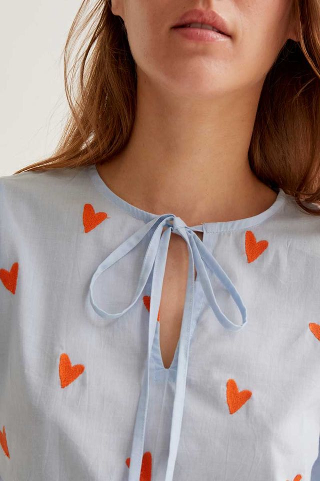 Top with embroidered hearts