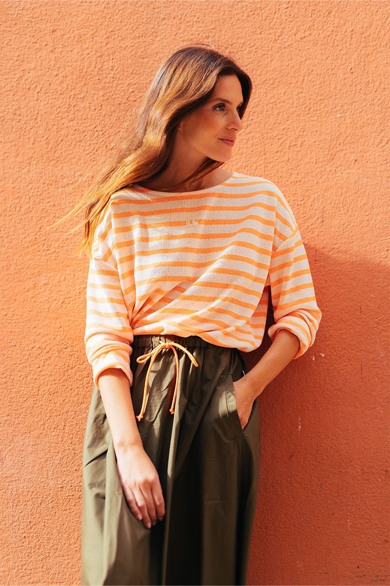 Orange Stripe Long Sleeve sweater