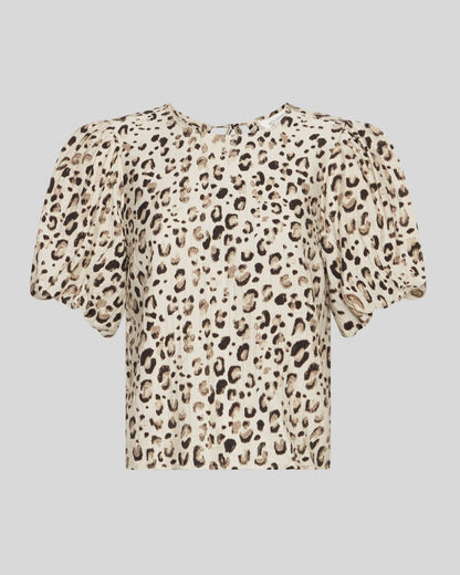 MSCH Alyona Vlora Top in Oatmeal Leo Print
