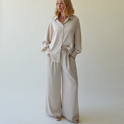 Thea Satin Trouser in Champagne (ONE SIZE)