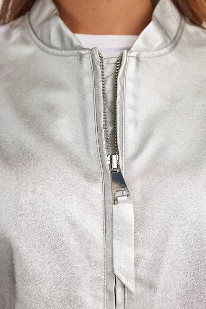 Numph Nuellanora Metallic Jacket in Silver