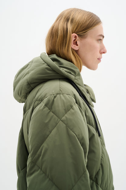 Inwear Luisa Diamond Quilt Down Coat in Green