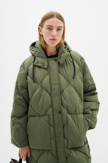 Inwear Luisa Diamond Quilt Down Coat in Green