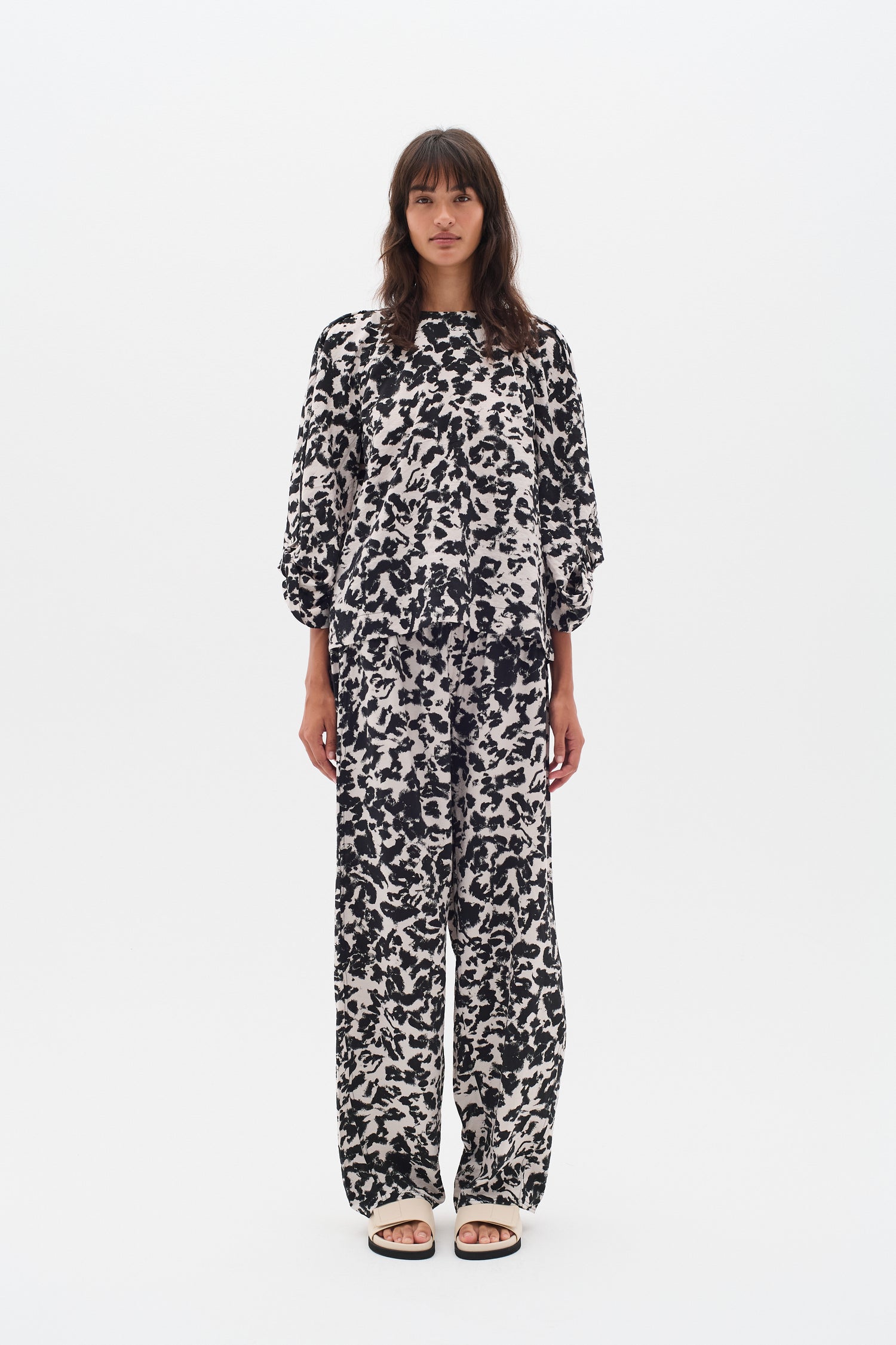 InWear Faye IW Printed Trouser in Black Shadow