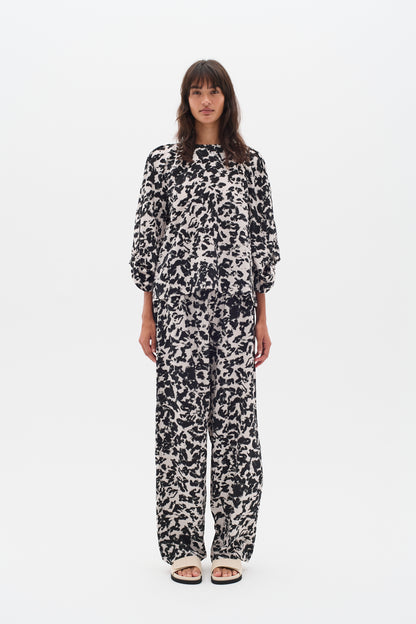 InWear Faye IW Printed Trouser in Black Shadow