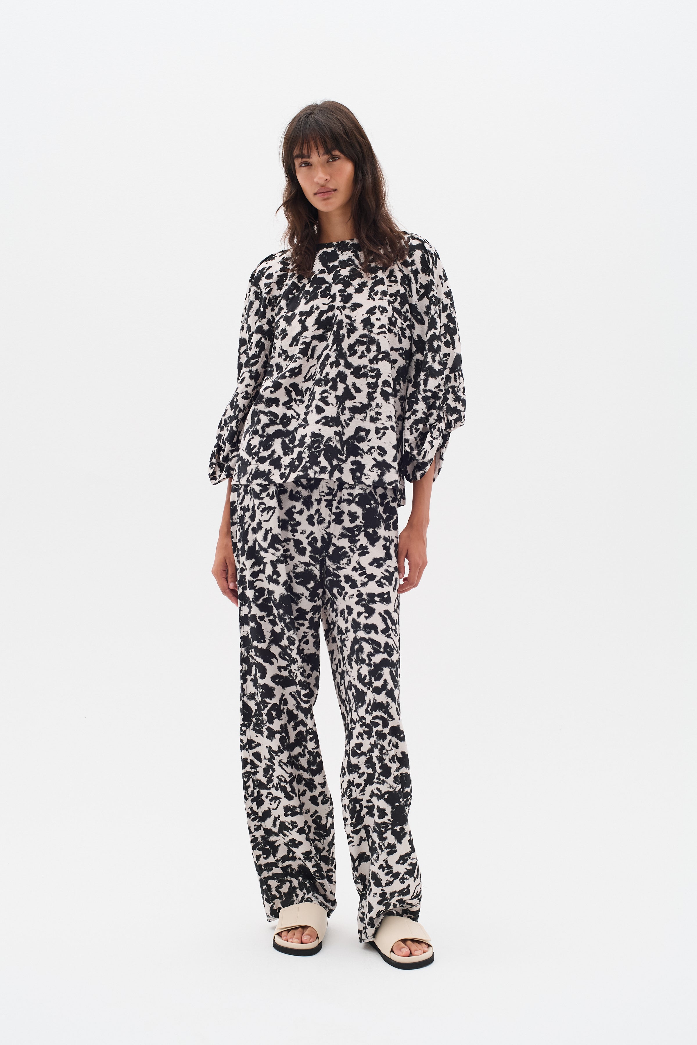 InWear Faye IW Printed Trouser in Black Shadow