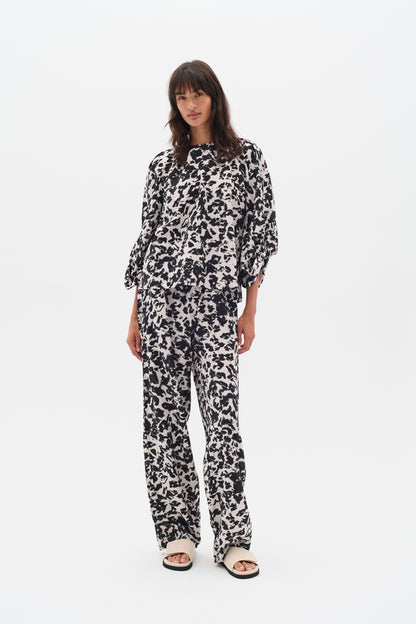 InWear Faye IW Printed Trouser in Black Shadow