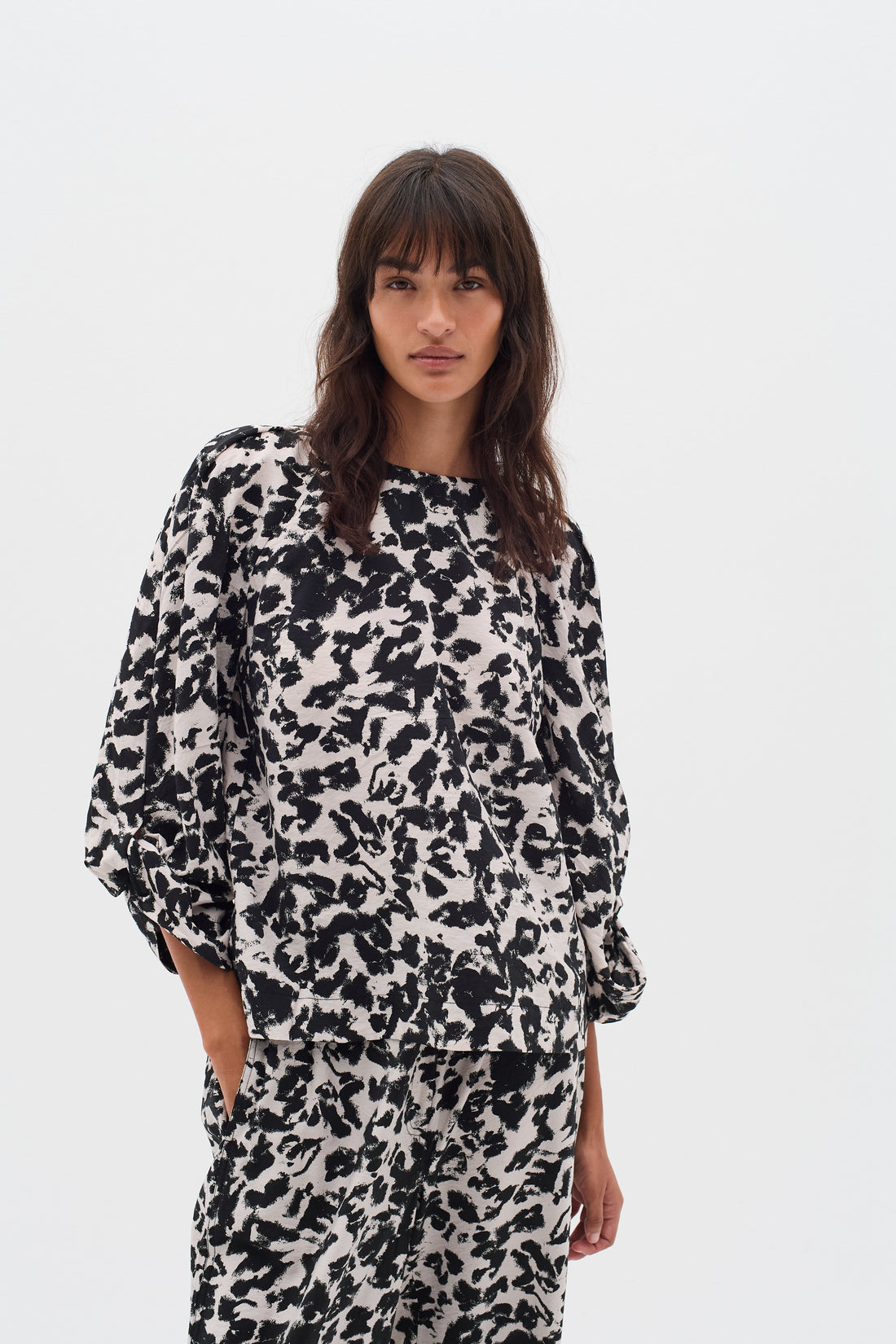 InWear Faye IW Printed Trouser in Black Shadow