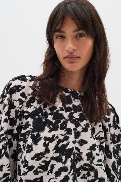 InWear Faye IW Printed Trouser in Black Shadow