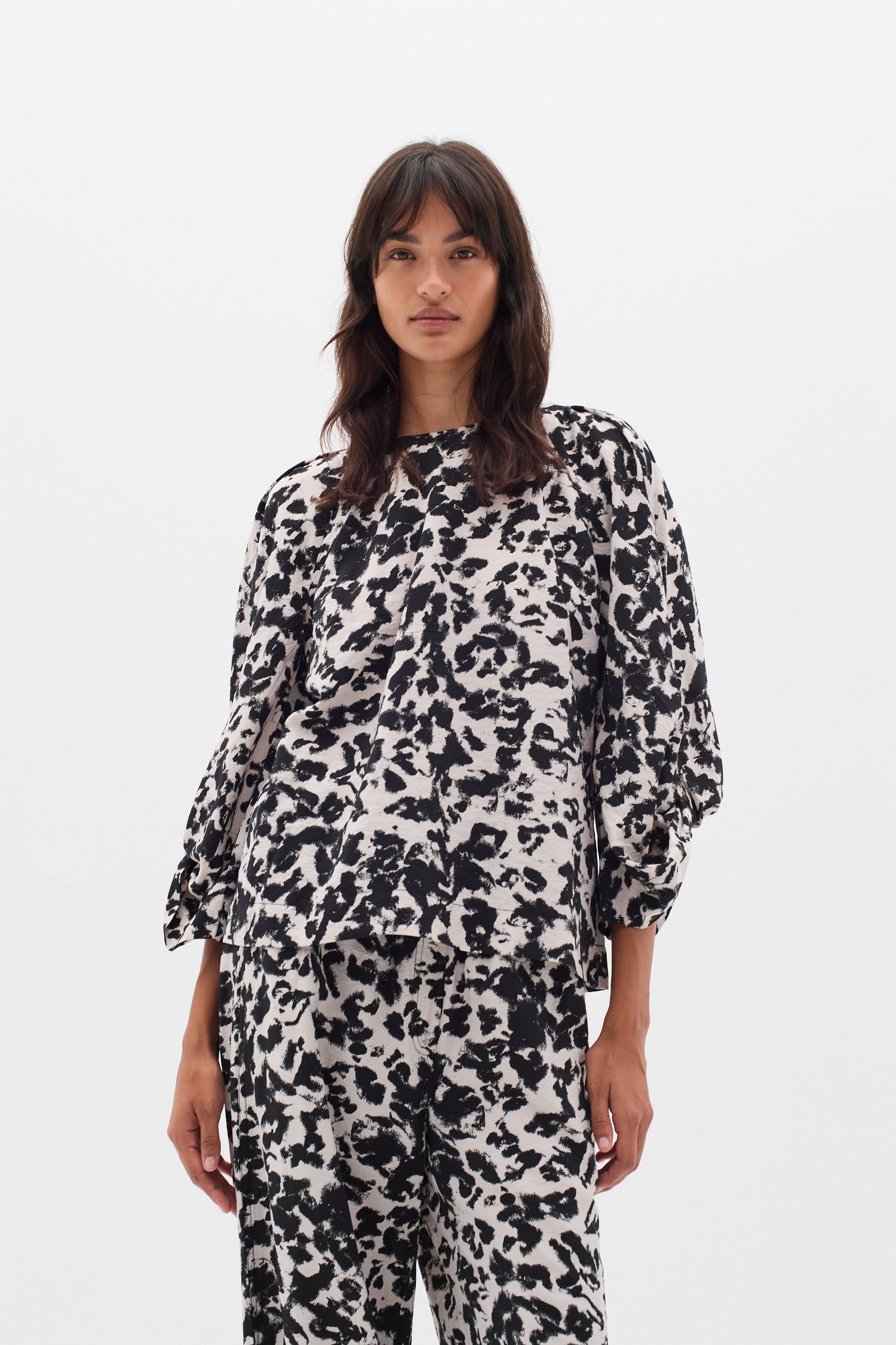 InWear Faye IW Printed Trouser in Black Shadow
