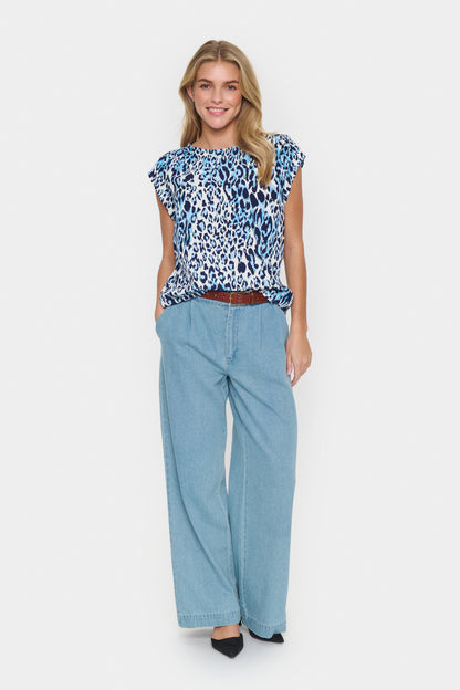 Saint Tropez Blanca Adele Top in Blue Animal