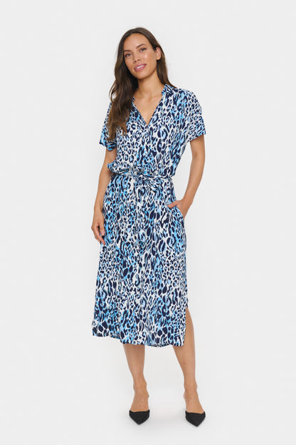 Saint Tropez Blanca Dress in Blue Animal