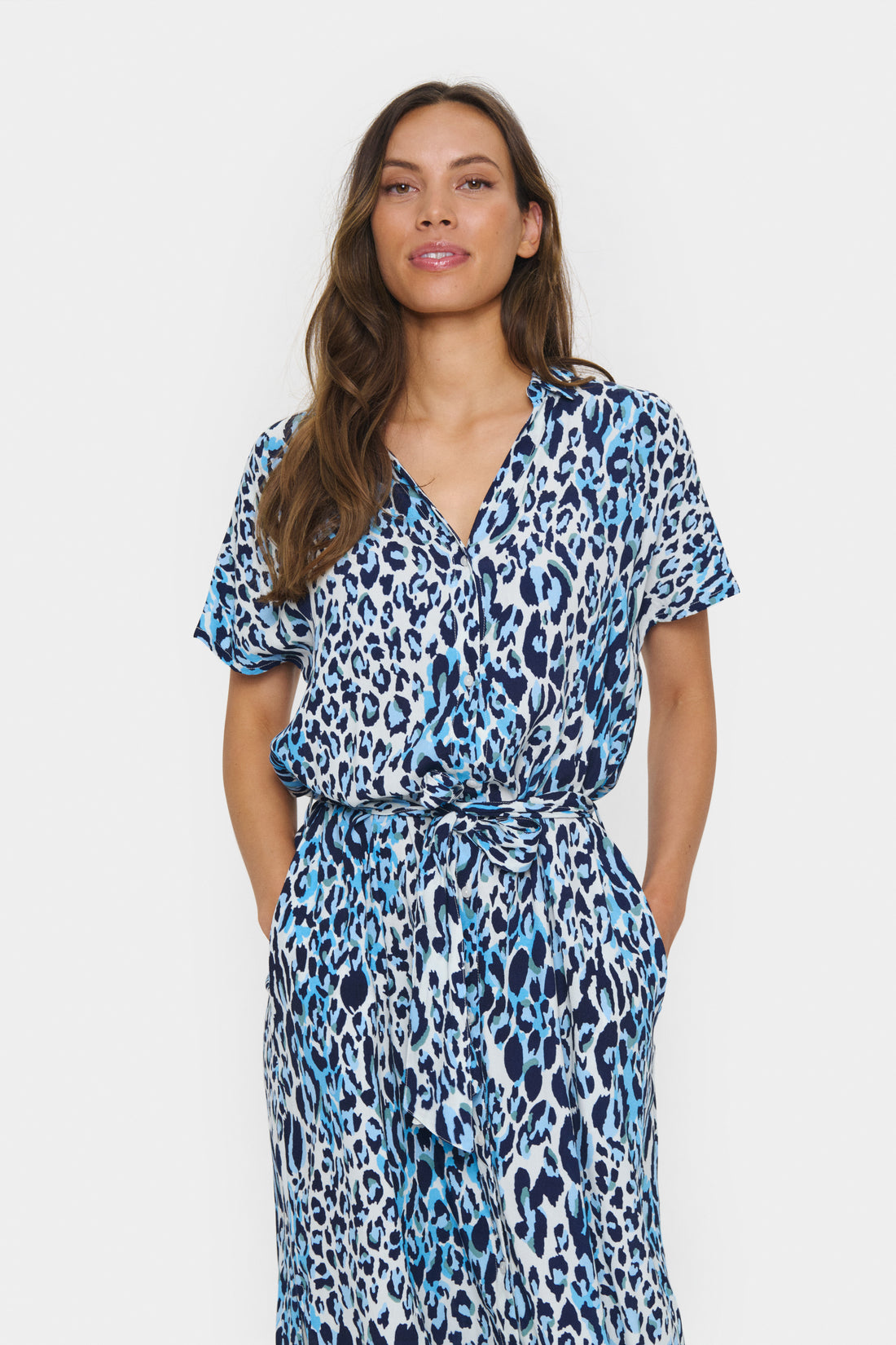 Saint Tropez Blanca Dress in Blue Animal