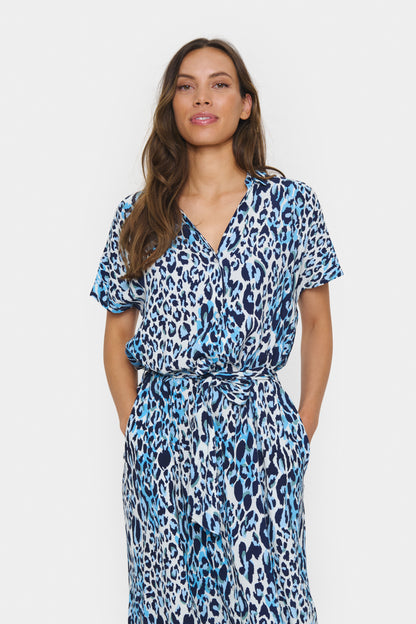 Saint Tropez Blanca Dress in Blue Animal