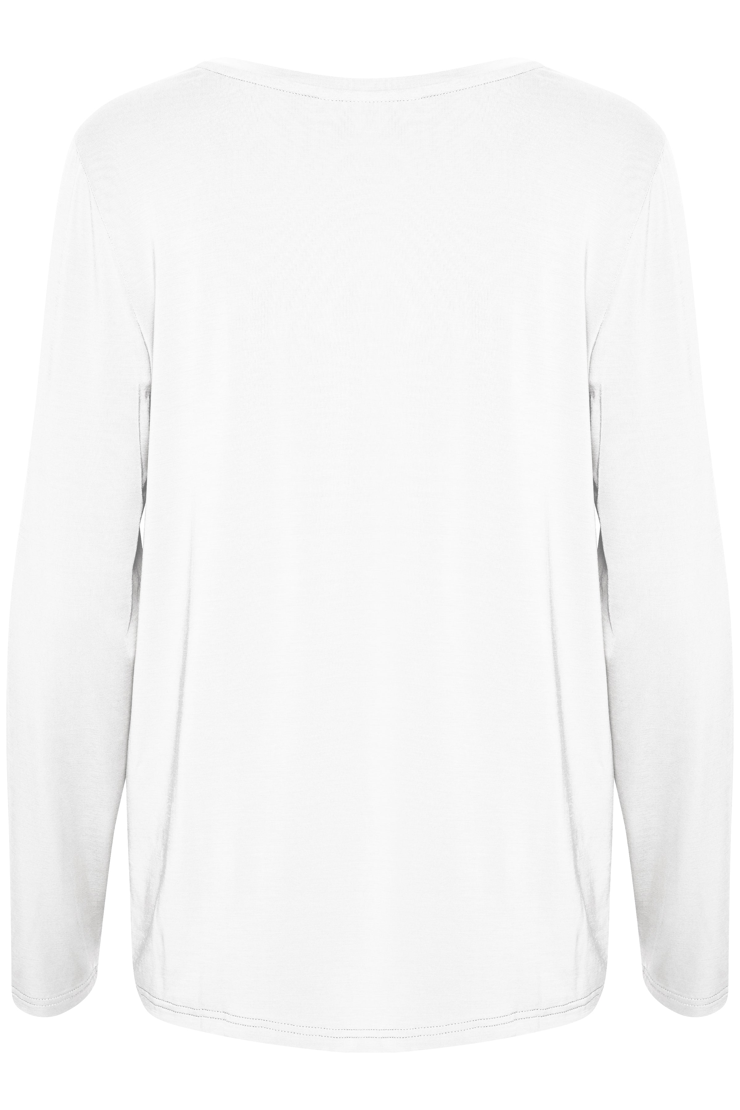 Saint Tropez Adelia Cotton V-Neck Long Sleeved T-Shirt Blouse in Bright White