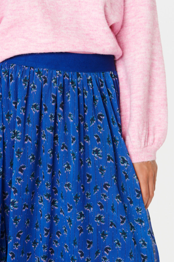 Saint Tropez Toral Blue Flower Print Skirt