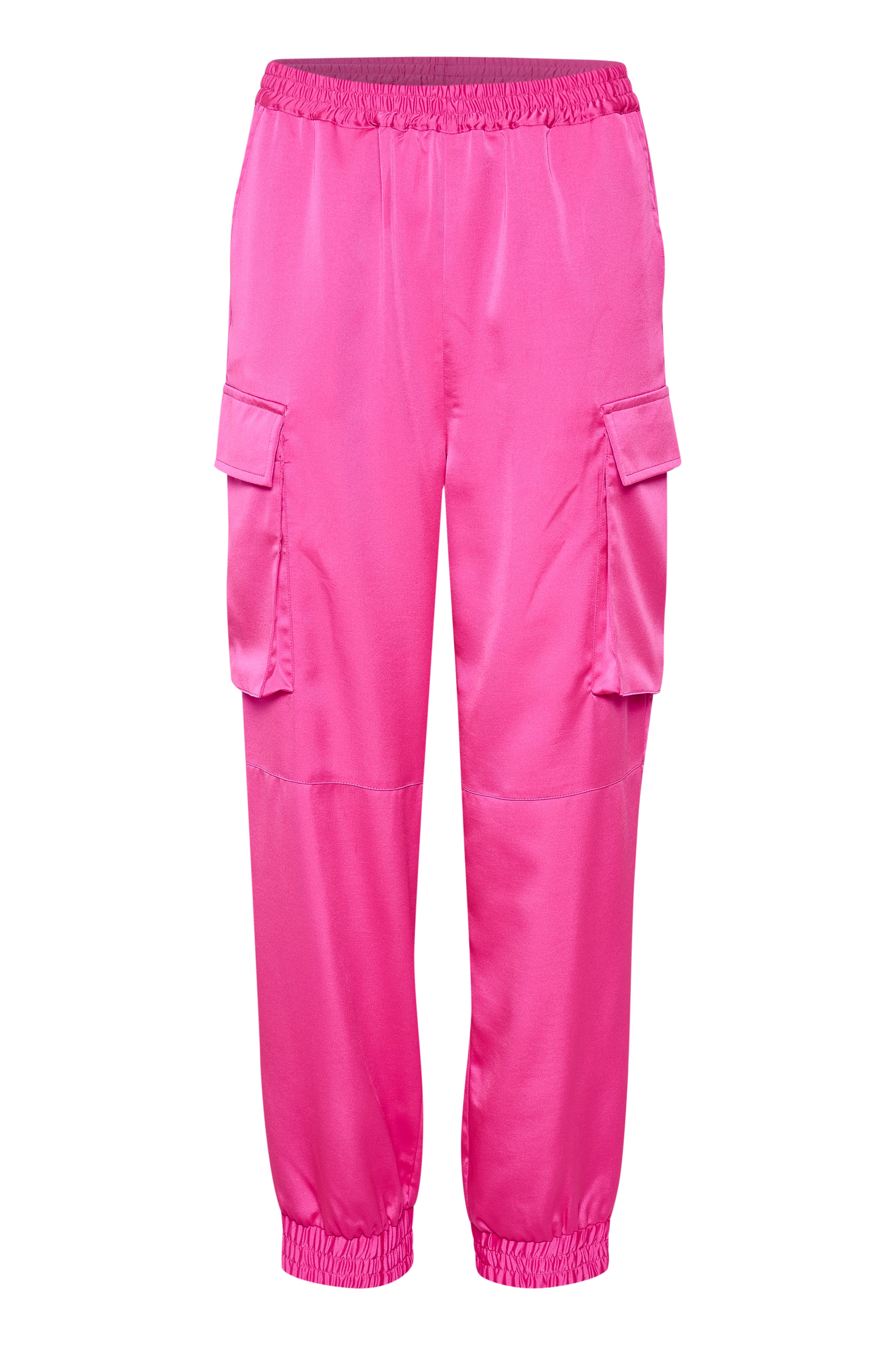 Saint Tropez Bianca Silky Satin Cargo Trouser in Winterberry Pink
