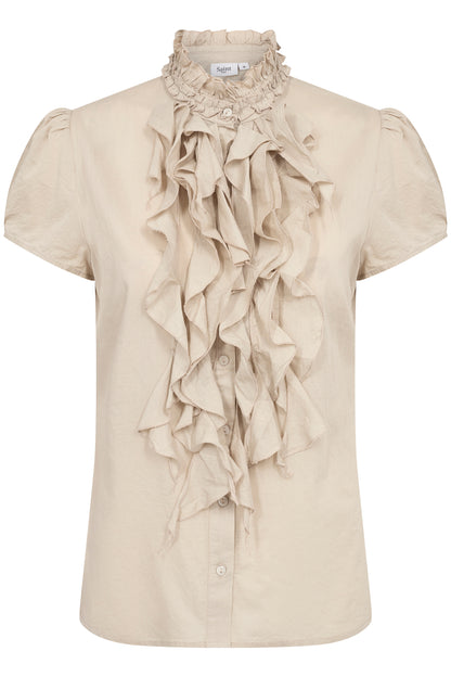 Saint Tropez Tilli Ruffle Shirt in Plaza Taupe