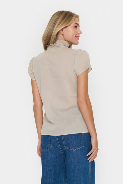 Saint Tropez Tilli Ruffle Shirt in Plaza Taupe