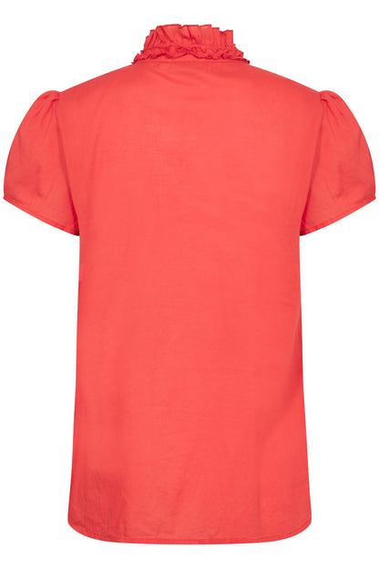 Saint Tropez Tilli Ruffle Shirt in Flame Scarlet
