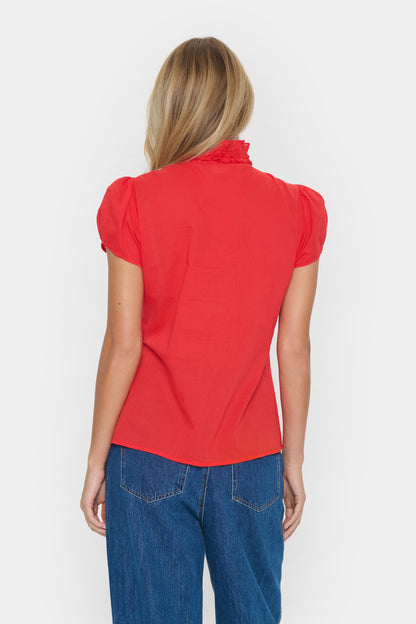 Saint Tropez Tilli Ruffle Shirt in Flame Scarlet