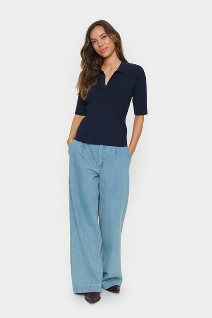 Saint Tropez Juanna Polo Pullover in Baritone Blue