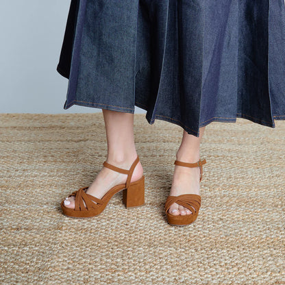 Esska Casey Suede Sandal Shoe in Tan