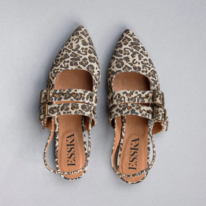 Esska Hope Slingback Flats in Leopard