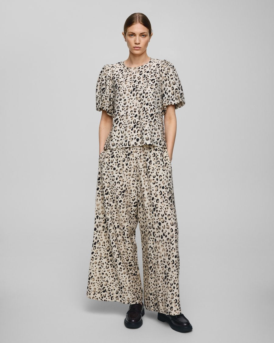 MSCH Alyona Vlora Trouser in Oatmeal Leo Print