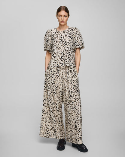 MSCH Alyona Vlora Trouser in Oatmeal Leo Print