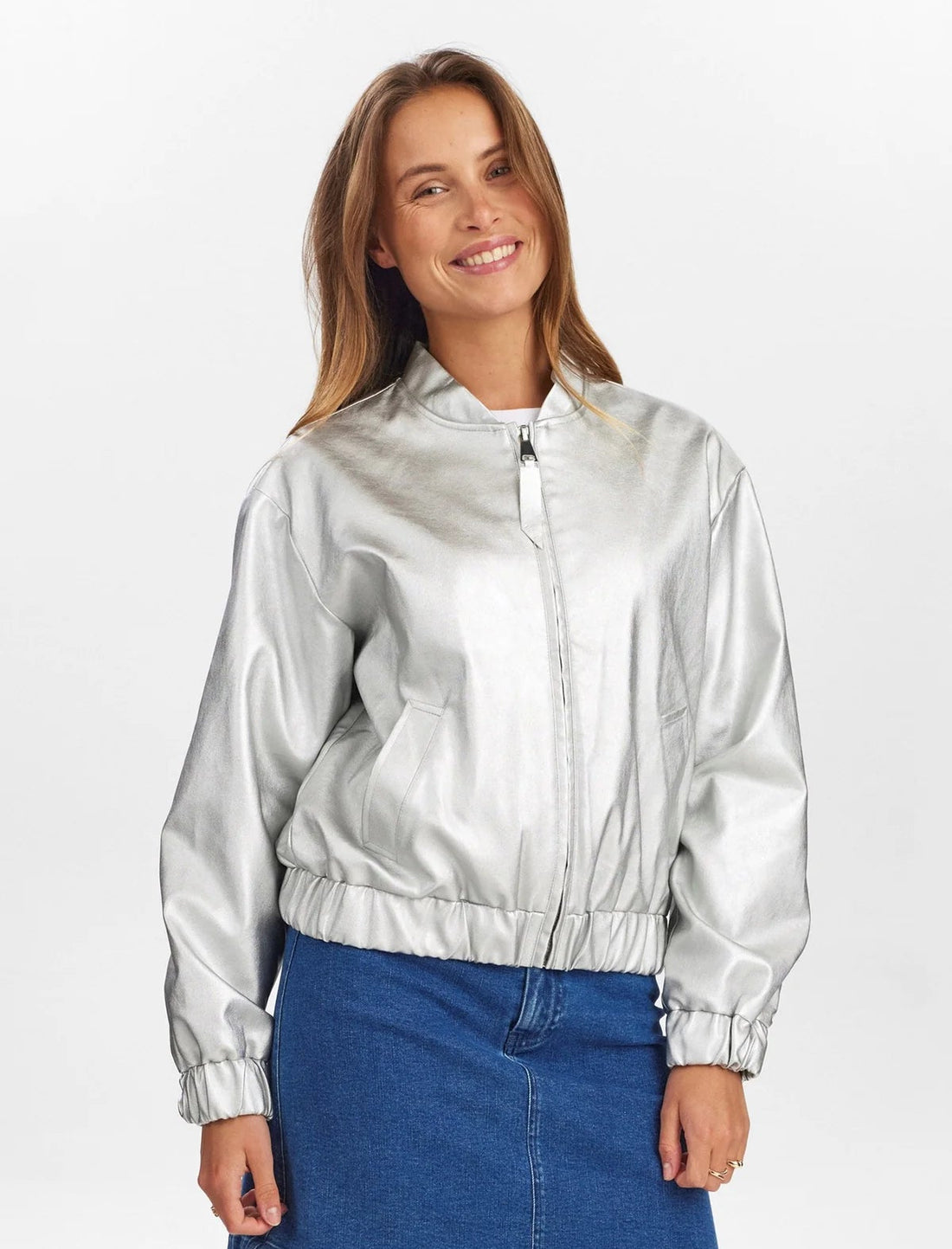 Numph Nuellanora Metallic Jacket in Silver