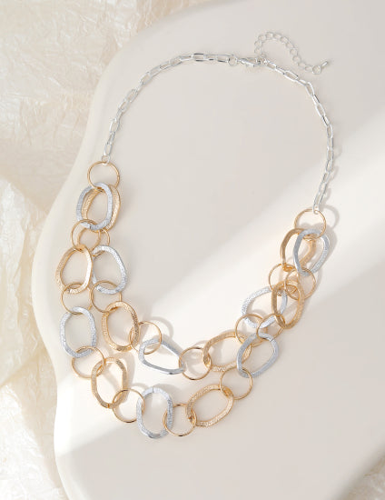 Dorrie Necklace with Textured Links in Gold &amp; Silver