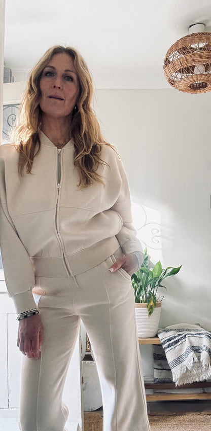 Pippa Cream Zip up Sweatshirt