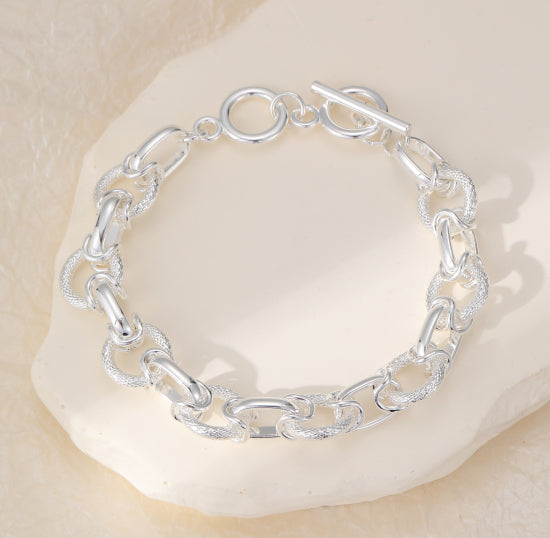 Elle T Bar/Tennis Silver Bracelet