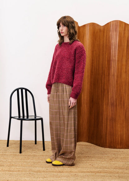 Frnch Cannelle Checked Wide Leg Trouser in Ocre