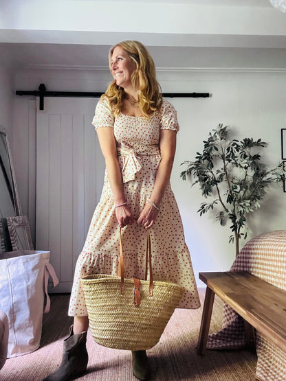 Dotty Dress in cream and Brown (one size)