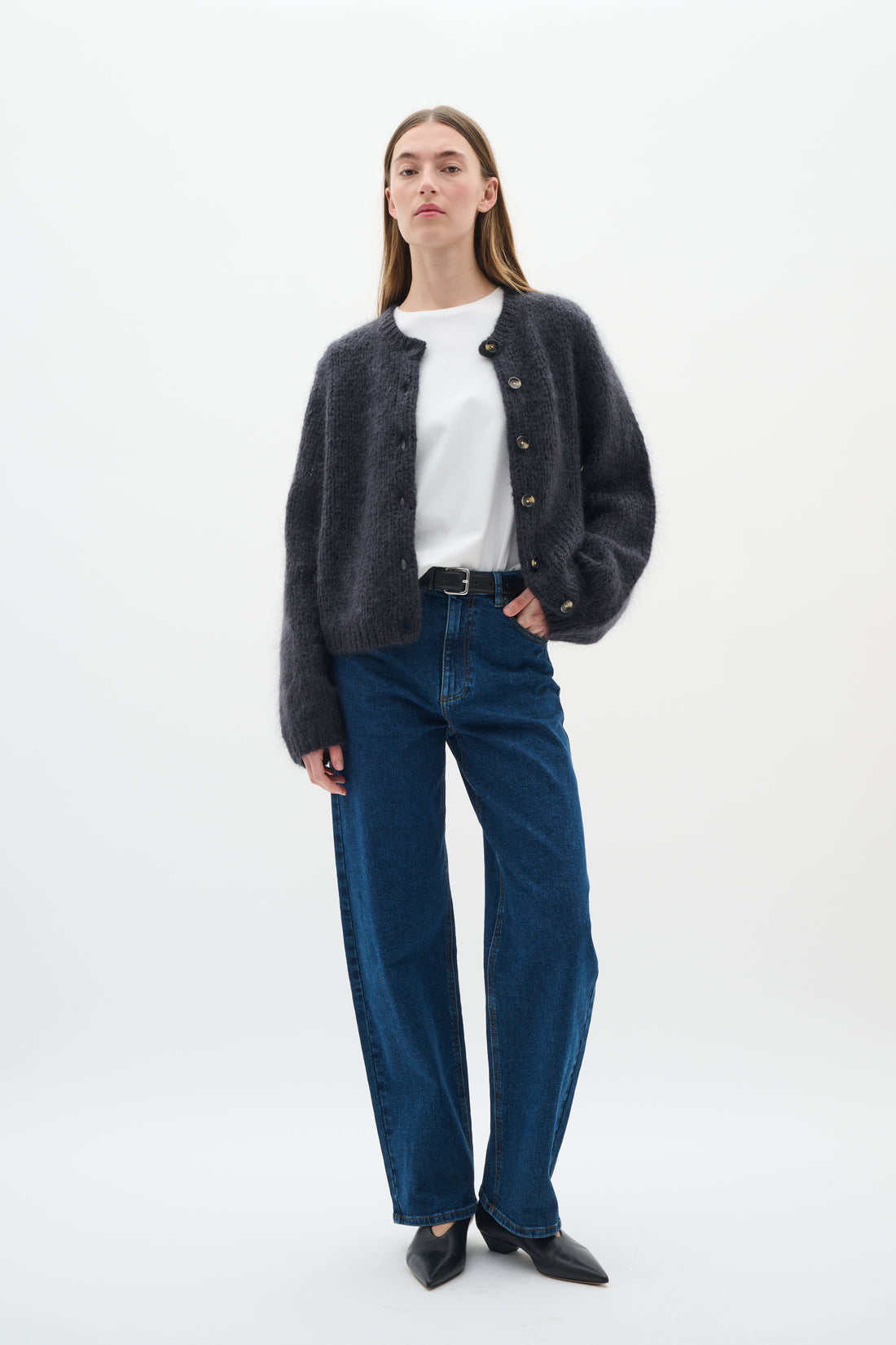 Inwear Jetra cardigan in Dark Grey Melange
