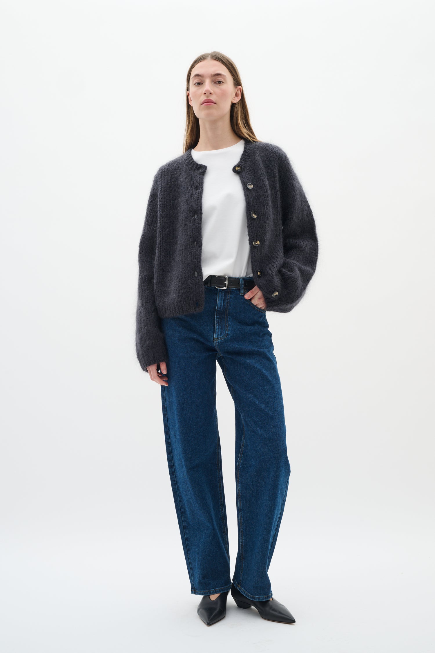 Inwear Jetra cardigan in Dark Grey Melange
