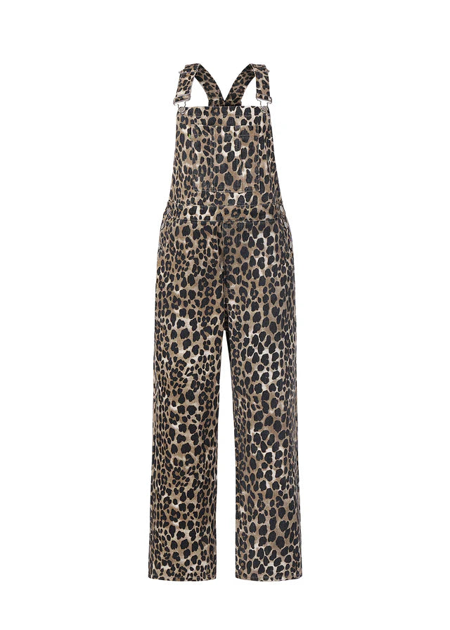 Frnch Denim Dungarees in Leopard