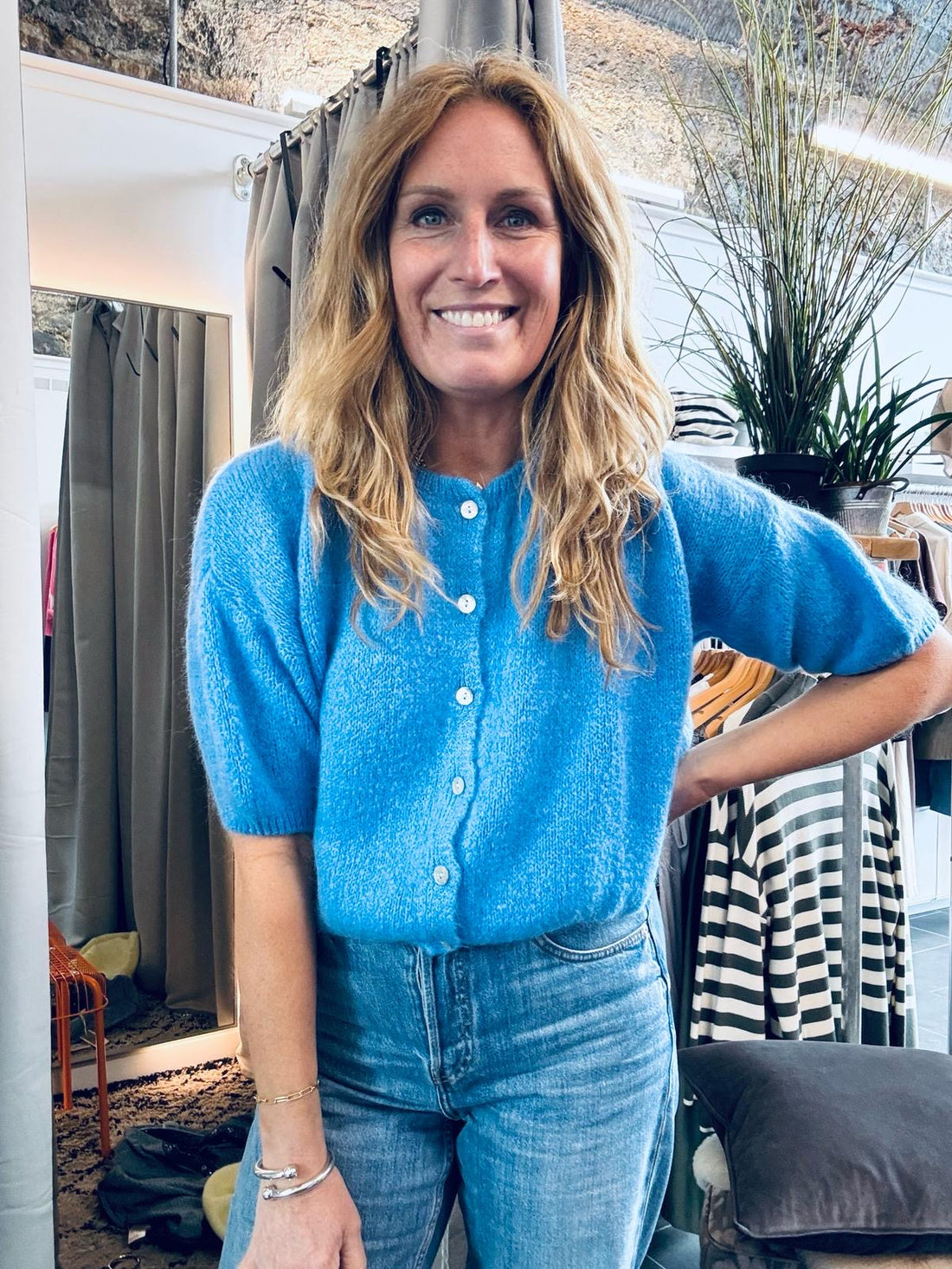 Tilly Mohair Cardigan in Blue (ONE SIZE)