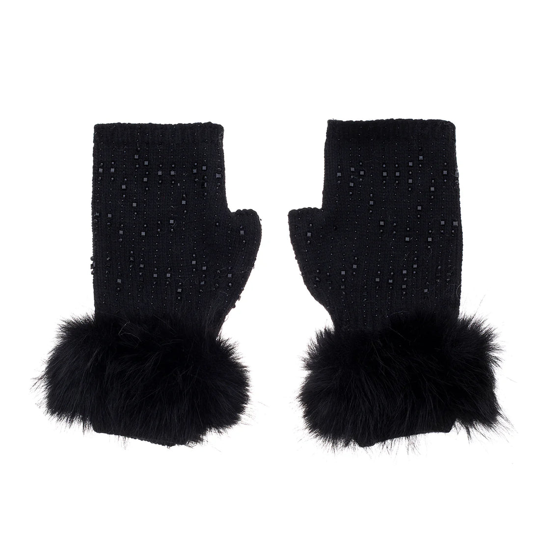 Jojo Fingerless Sparkle Gloves in Black