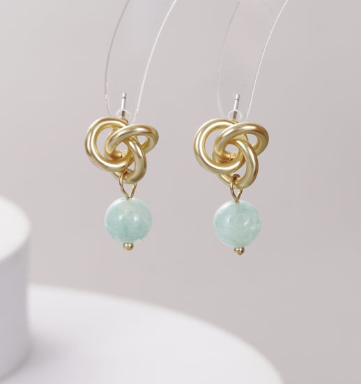Leanne Knot Earring with Turquoise in Gold