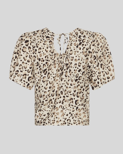 MSCH Alyona Vlora Top in Oatmeal Leo Print