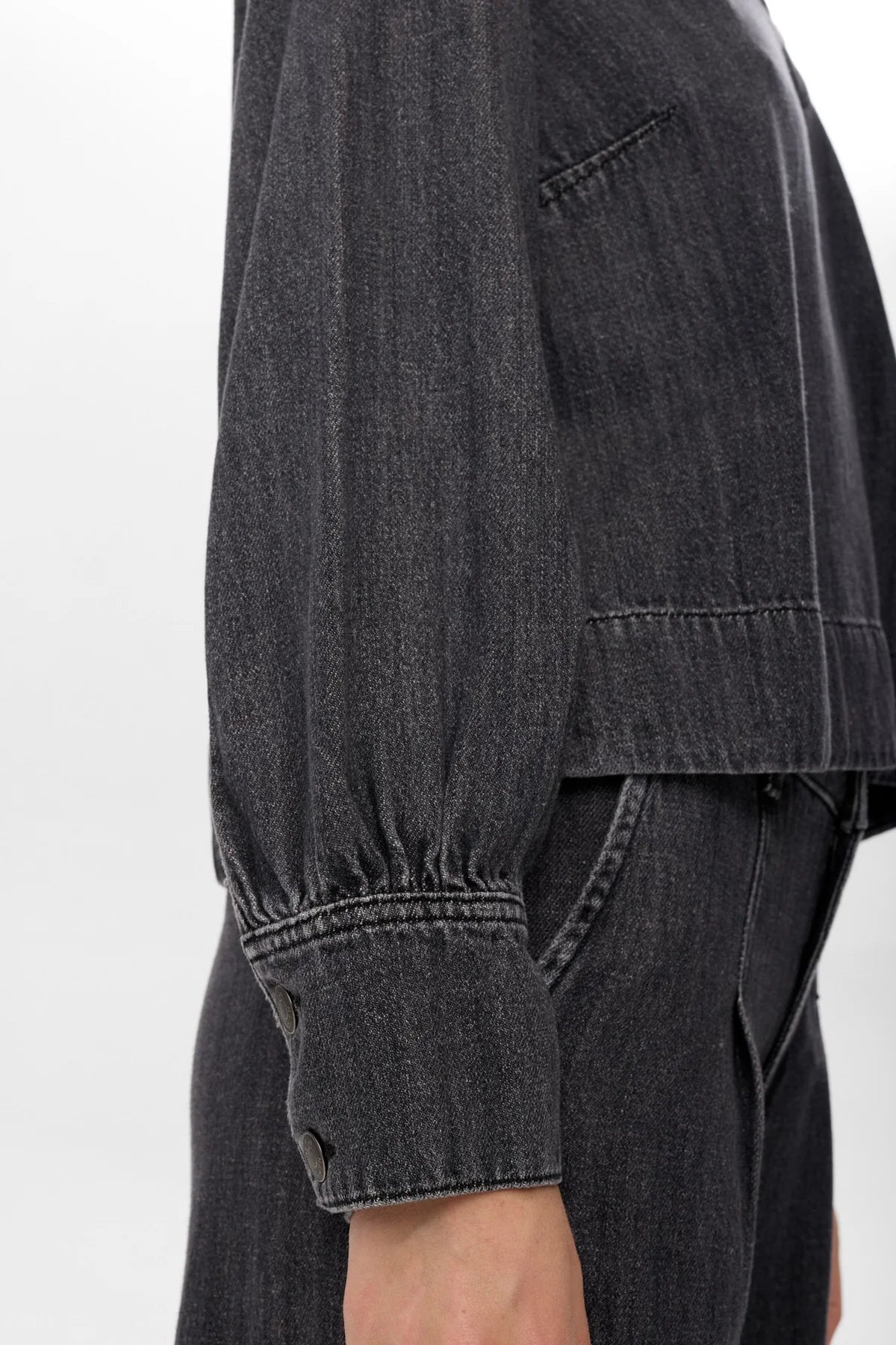 Numph Nuseoul Denim Top in Medium Grey
