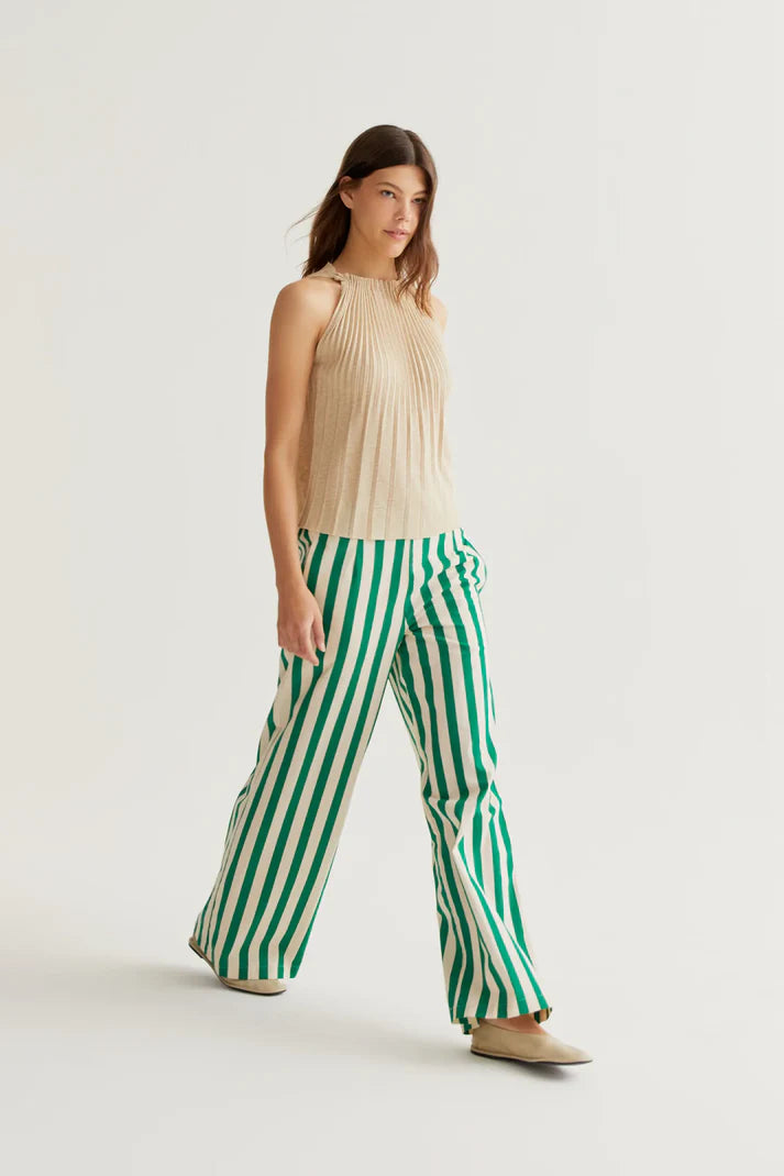 Bamboo Green Print Trousers